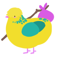(unnamed), a yellow and turquoise chicken with a neck-speckle pattern