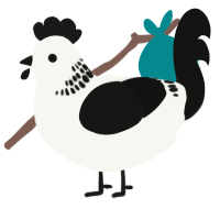Gadget, a white and black chicken with a neck-band pattern
