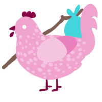 (unnamed), a pink chicken with a speckle pattern