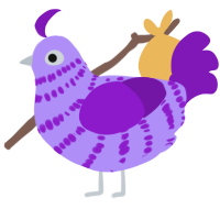 working 9 to 5, a lilac and violet chicken with a bar pattern