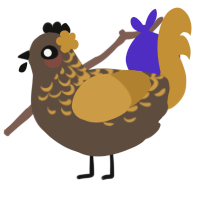 고고리, a bark and gold chicken with a half-lace pattern