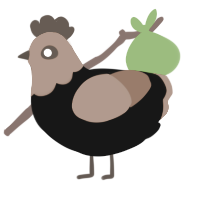 Dragos, a black and brown chicken with a head pattern