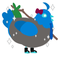 Cobalt Miku, a grey and sapphire chicken with a head pattern