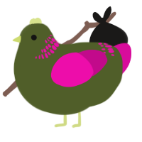 (unnamed), a olive and fuchsia chicken with a neck-band pattern