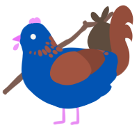 (unnamed), a ultramarine and russet chicken with a neck-speckle pattern