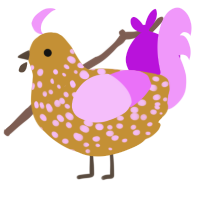 2424, a gold and lavender chicken with a speckle pattern