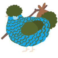 kelpie, a sky and olive chicken with a lace pattern