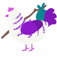 (unnamed), a white and violet chicken with a half-bar pattern