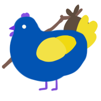 Ikea, a ultramarine and yellow chicken