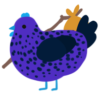 Tartalet, a indigo and tumblr chicken with a speckle pattern