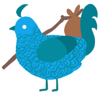 Blue1, a sky and sea chicken with a double-lace pattern