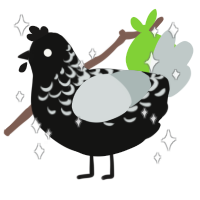 Noir Periastron P Jr, a black and silver chicken with a half-lace pattern