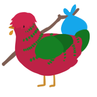 (unnamed), a crimson and leaf chicken with a half-bar pattern