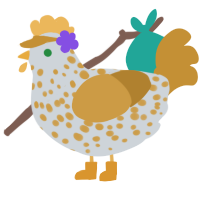 Operator, a mist and gold chicken with a speckle pattern