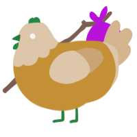 mustard, a gold and beige chicken with a head pattern