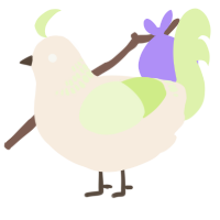 lime sorbet, a cream and apple chicken with a neck-band pattern