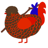 Emobrand, a bark and vermilion chicken with a lace pattern