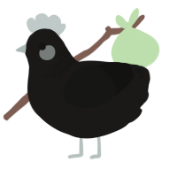 Edgy Boi, a sable and black chicken with a neck-band pattern