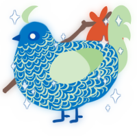Algae, a sapphire and gluppy chicken with a double-lace pattern