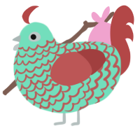 ITS CHRISTMAS, a mint and red chicken with a lace pattern