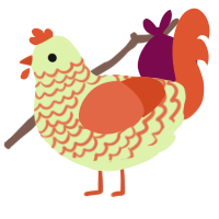 pomdering, a apple and vermilion chicken with a lace pattern