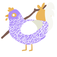 Lady Isolde, a lilac and white chicken with a double-lace pattern
