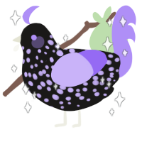 A sable and lilac chicken with a speckle pattern
