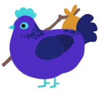 (unnamed), a indigo and navy chicken with a neck-speckle pattern