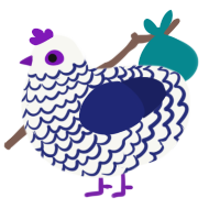 Advanced, a white and navy chicken with a lace pattern