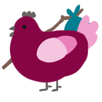 Lush, a maroon and pink chicken