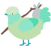 A gluppy and mint chicken with a head pattern