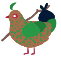 MC Dirt Block 4023, a brown and viridian chicken with a speckle pattern