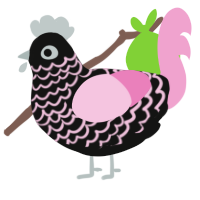 Blossom, a black and pink chicken with a lace pattern