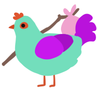 Tarta Bird, a mint and amethyst chicken