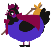 Chlorine 4 the pool, a indigo and black chicken with a head pattern