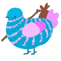 A cerulean and lavender chicken with a bar pattern