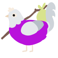 Junior, a amethyst and mist chicken with a head pattern