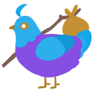 Bumpkin, a blurple and sky chicken with a head pattern