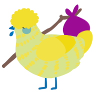 Lemon Wedge, a lemon and yellow chicken with a bar pattern