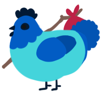 mango enthusiast, a aqua and ultramarine chicken with a head pattern