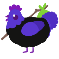 Wawa, a black and indigo chicken with a head pattern