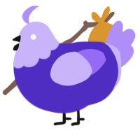 Violet, a indigo and lilac chicken with a head pattern