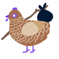 Lum, a brown and beige chicken with a lace pattern
