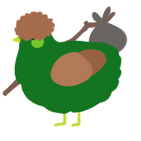 Olive, a leaf and brown chicken