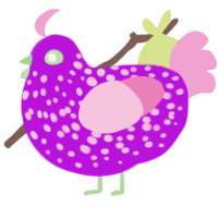 Gummii, a amethyst and pink chicken with a speckle pattern