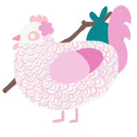 花見, a white and pink chicken with a double-lace pattern