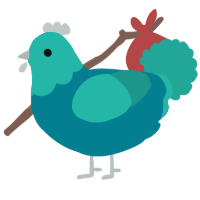 Saph, a sea and turquoise chicken with a head pattern