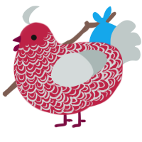 Very Meaty, a crimson and silver chicken with a double-lace pattern