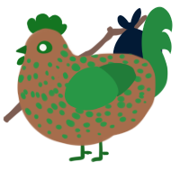 minecraft dirt block, a brown and viridian chicken with a speckle pattern