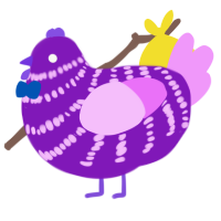 Rainy, a violet and lavender chicken with a bar pattern